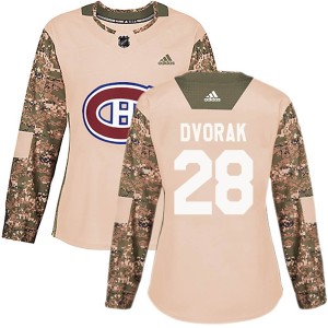 Women's Montreal Canadiens Christian Dvorak Adidas Authentic Veterans Day Practice Jersey - Camo