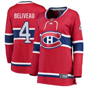 Women's Montreal Canadiens Jean Beliveau Fanatics Branded Breakaway Home Jersey - Red